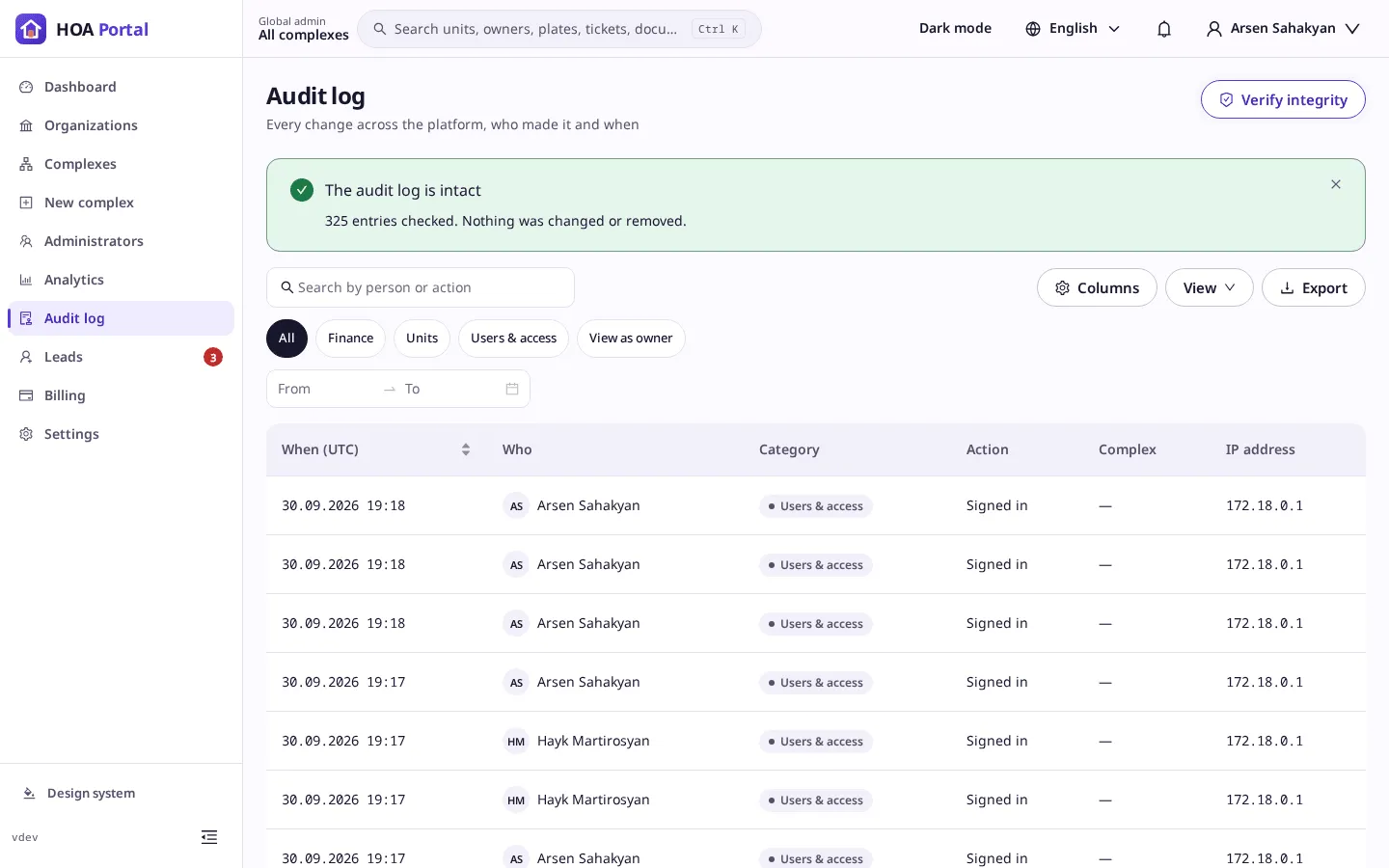 The result: the audit log is intact