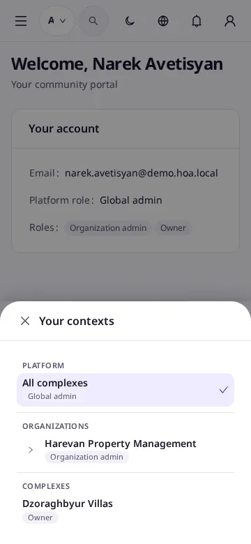 The context switcher on a phone