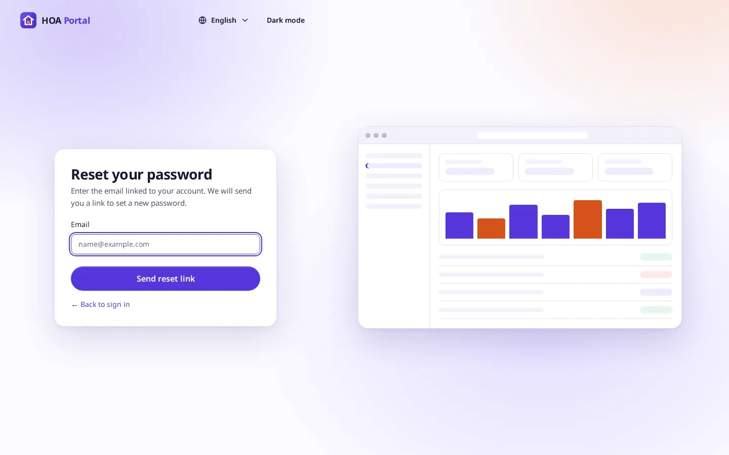 The Reset your password page