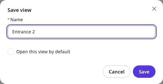 The Save view dialog with a name filled in